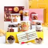 Rakhis With Cookies Chocolates Nuts N Laddoos